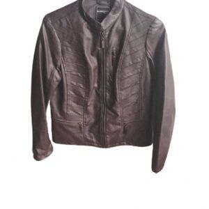 Marie Claire Faux leather jacket chocolate brown size small